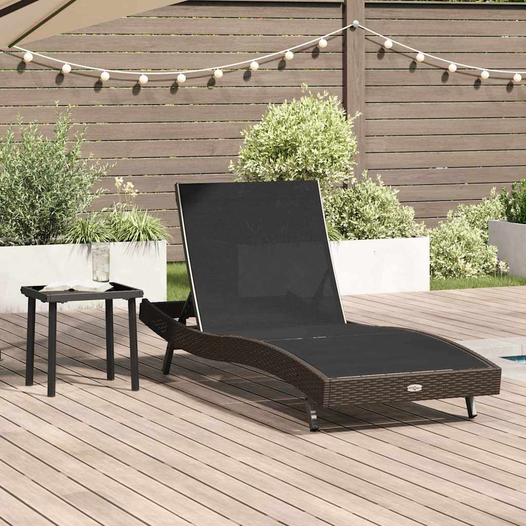 Sun Lounger with Table 2 pcs Brown, black 40 x 40 x 40.5 cm