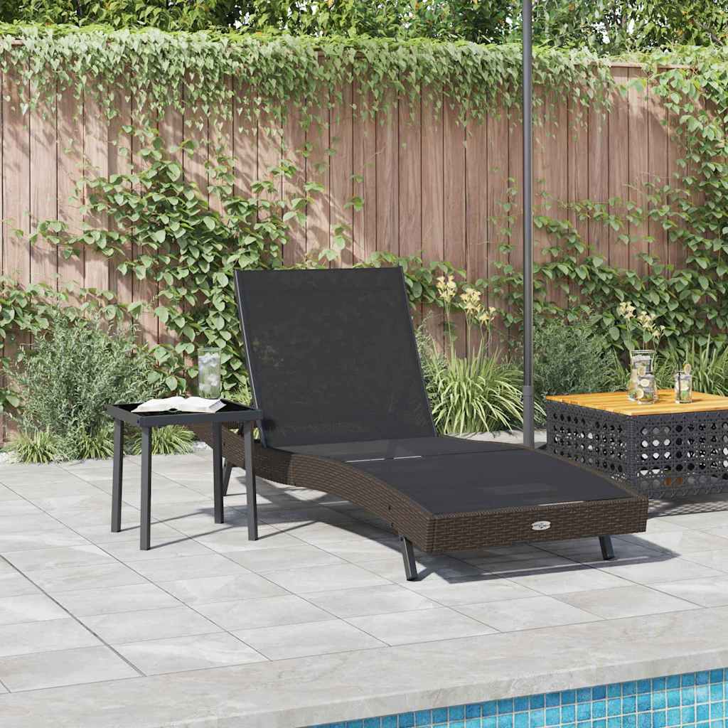 Sun Lounger with Table 2 pcs Brown, black 40 x 40 x 40.5 cm