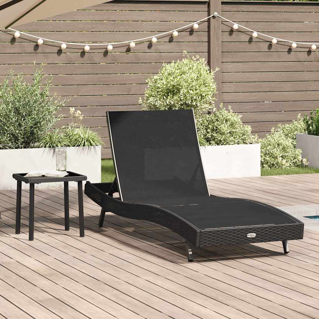Sun Lounger with Table 2 pcs Black 40 x 40 x 40.5 cm