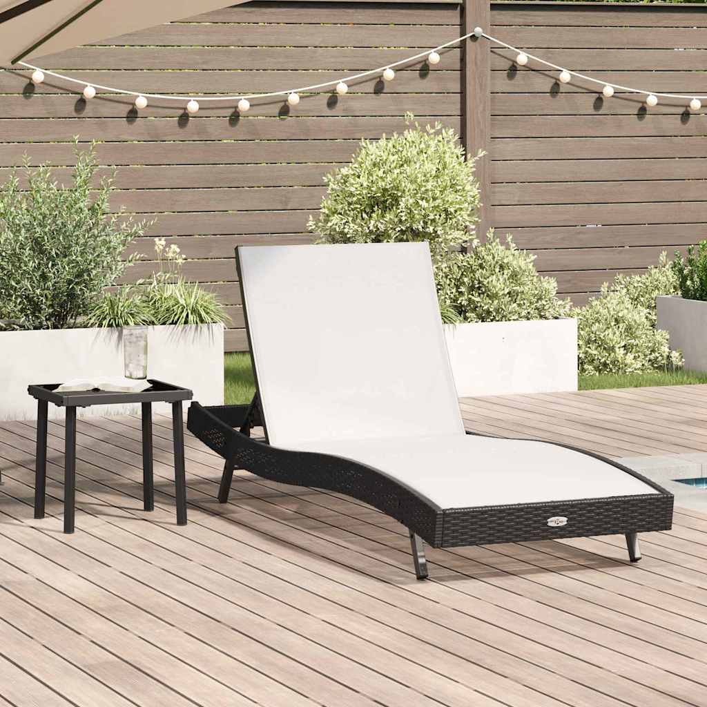 Sun Lounger with Table 2 pcs Black, White 40 x 40 x 40.5 cm