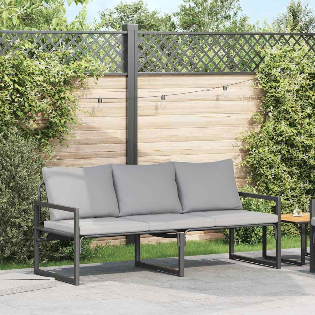 Garden Furniture with Cushion Black 180 x 72.5 x 71 cm Steel