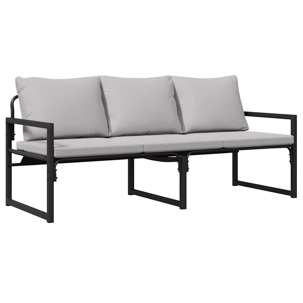 Garden Furniture with Cushion Black 180 x 72.5 x 71 cm Steel