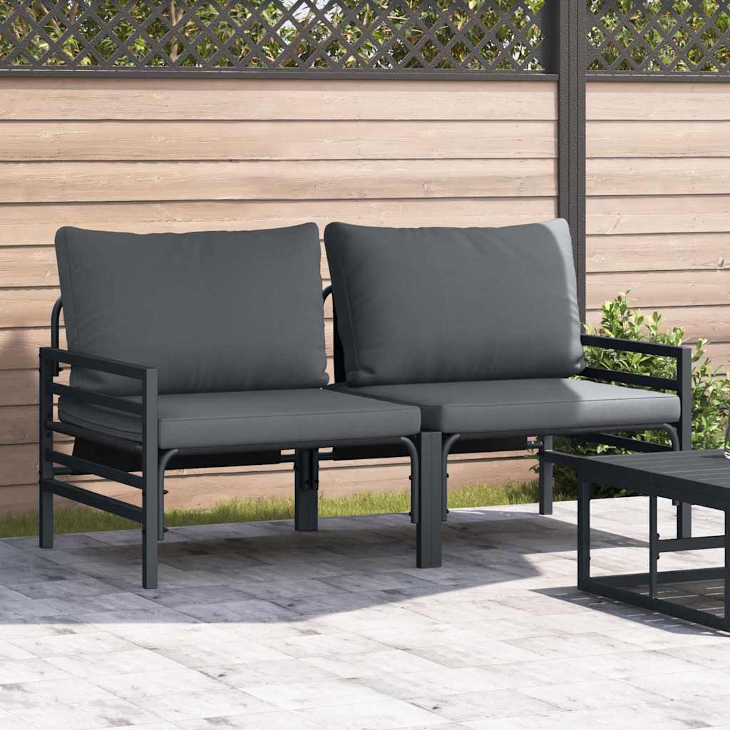 Outdoor Furniture with Cushion with Pillow Anthracite Steel