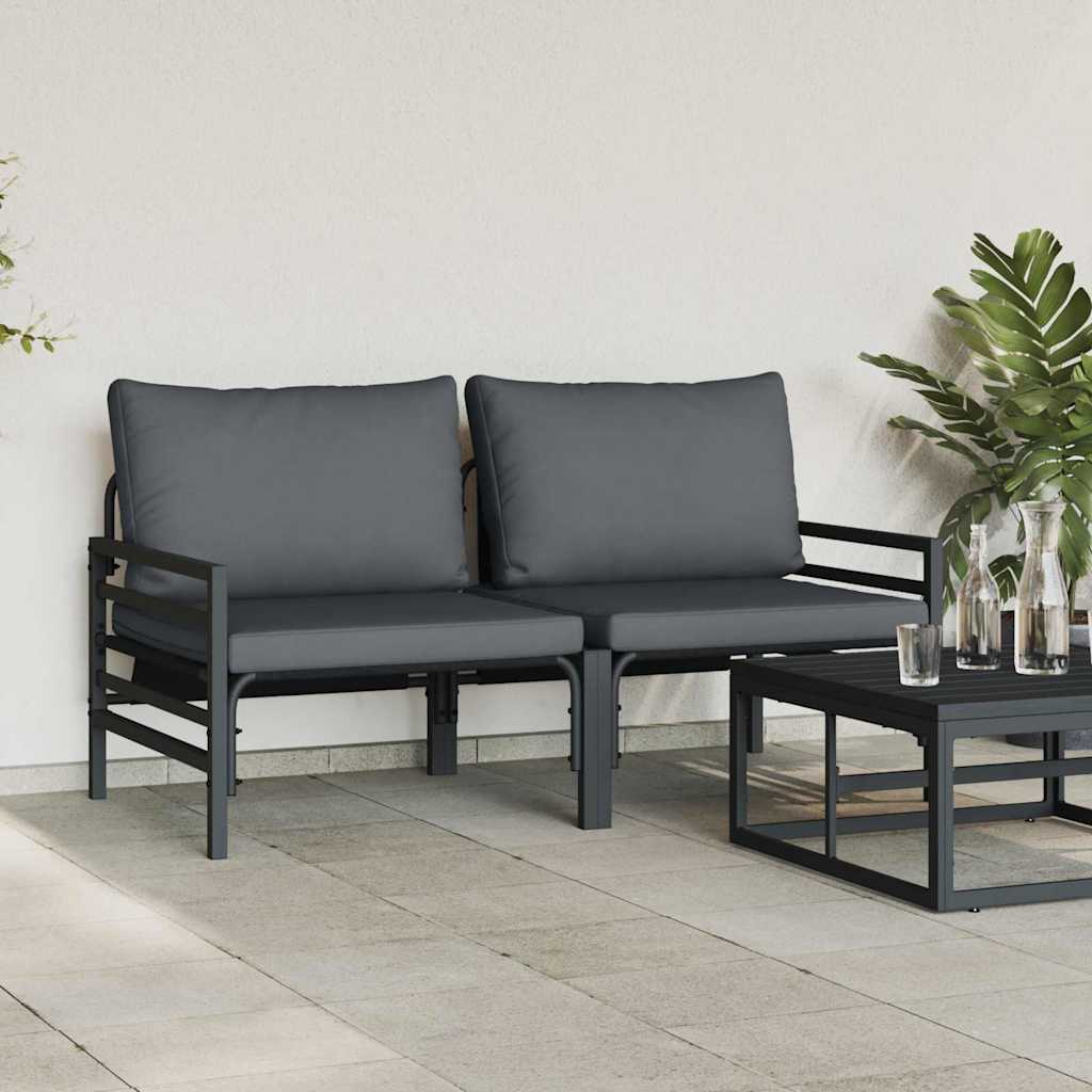 Outdoor Furniture with Cushion with Pillow Anthracite Steel