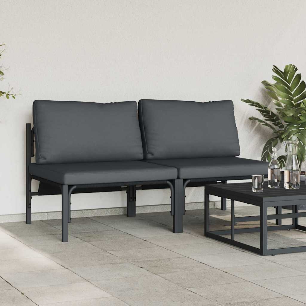 Outdoor Furniture with Cushion with Pillow Anthracite Steel