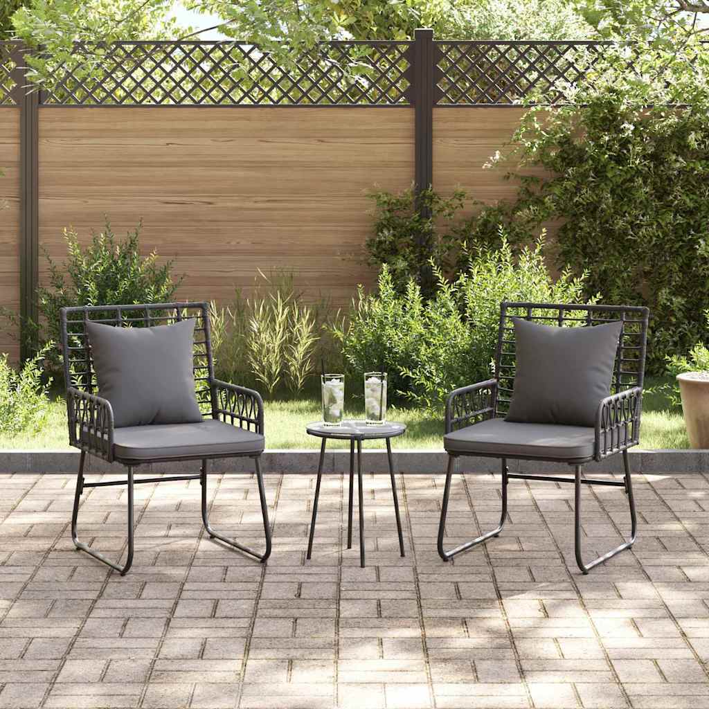 Garden Dining Set 3 pcs Black and Anthracite Poly rattan, steel