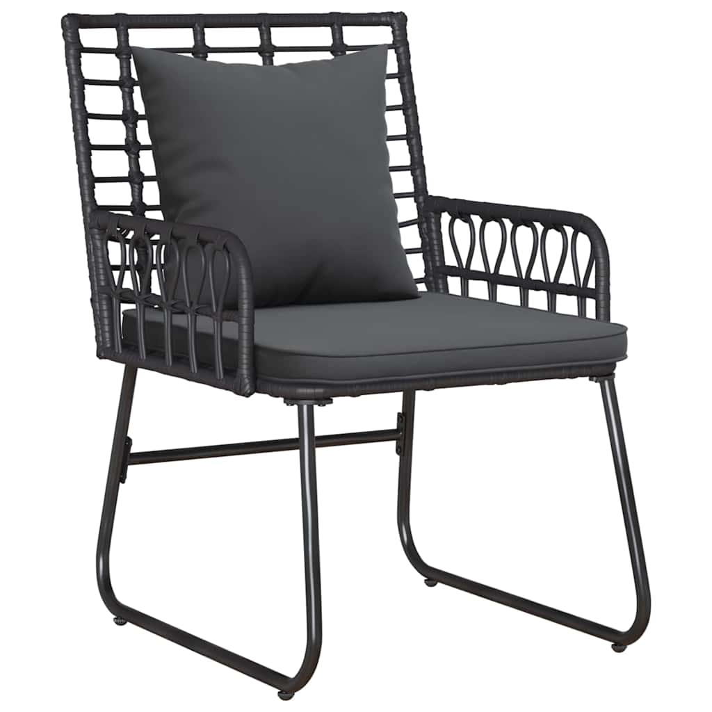 Garden Dining Set 3 pcs Black and Anthracite Poly rattan, steel