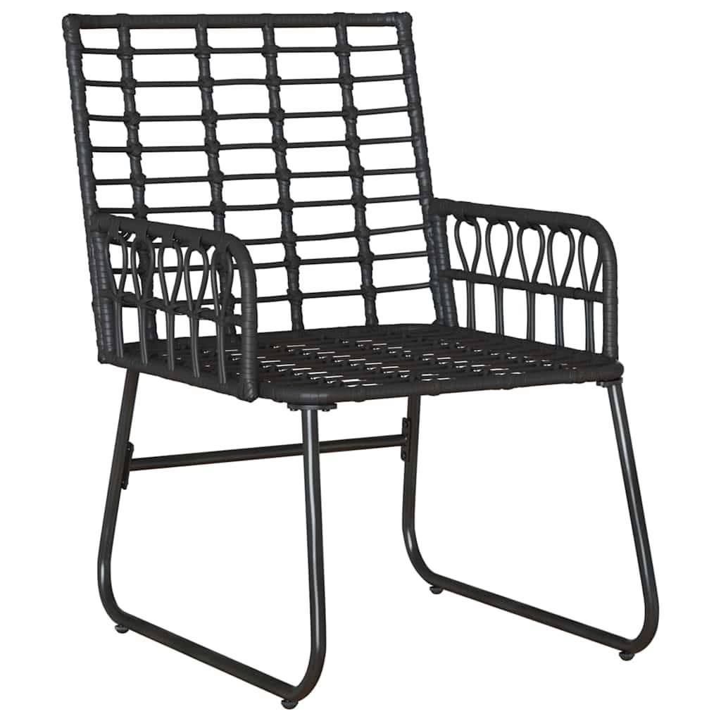 Garden Dining Set 3 pcs Black and Anthracite Poly rattan, steel