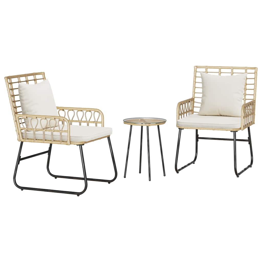 Garden Dining Set 3 pcs Brown and Cream Poly rattan, steel