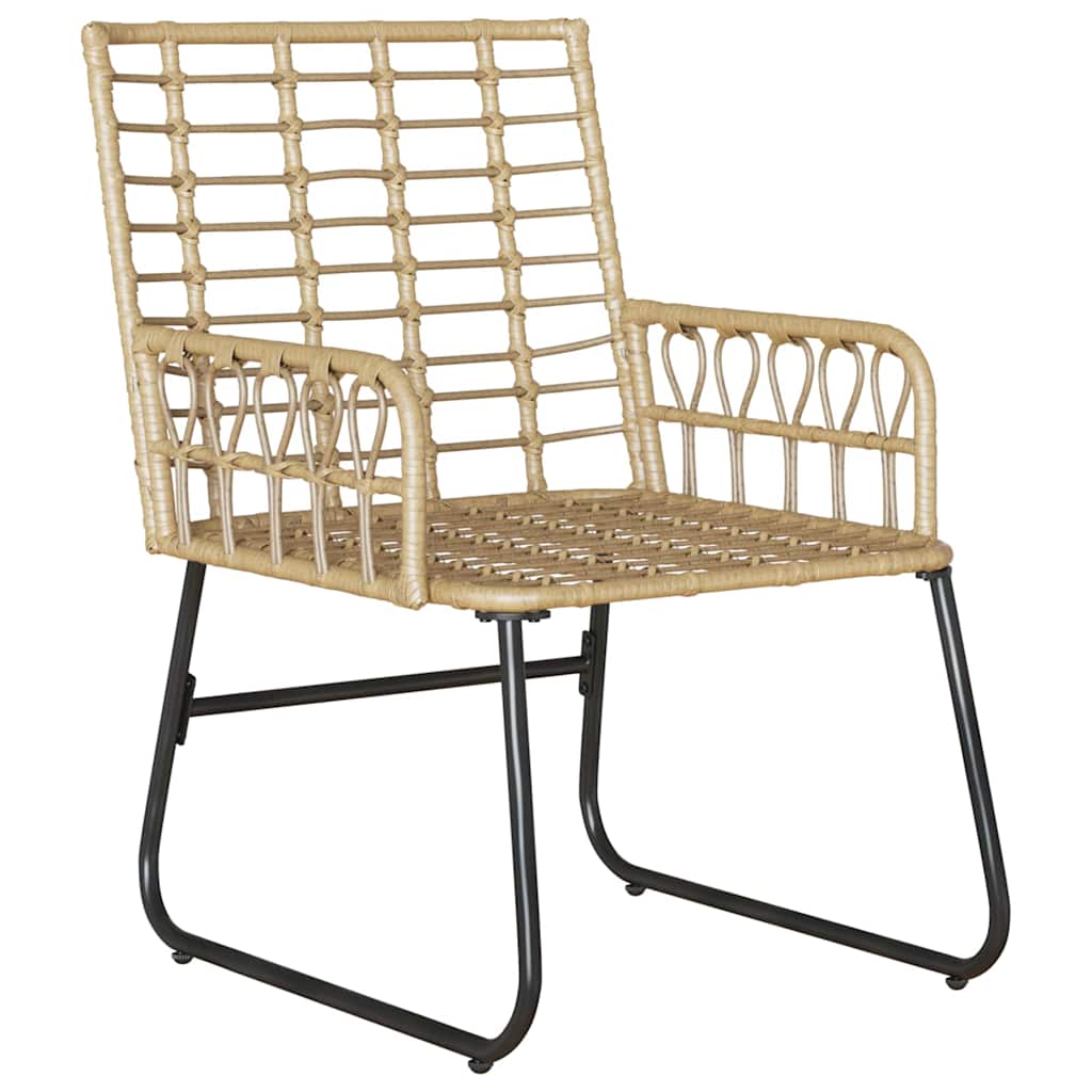 Garden Dining Set 3 pcs Brown and Cream Poly rattan, steel