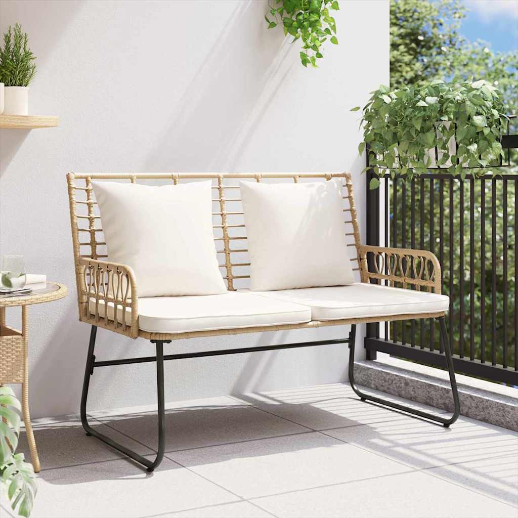 Garden Bench Brown and Cream Poly rattan, steel
