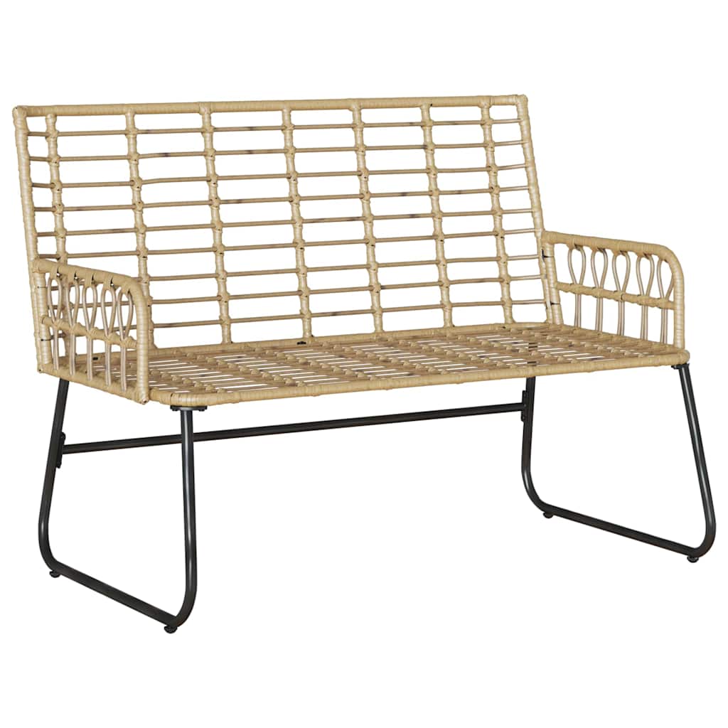 Garden Bench Brown and Cream Poly rattan, steel