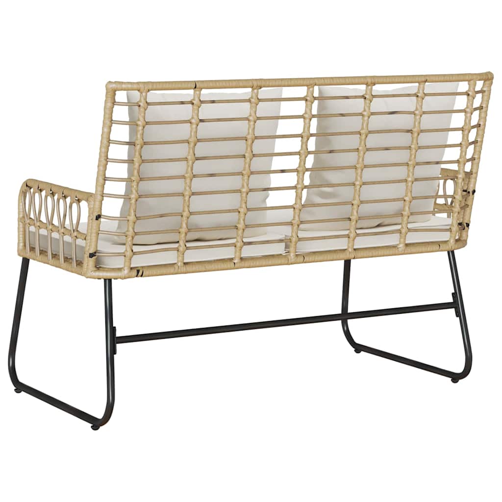 Garden Bench Brown and Cream Poly rattan, steel