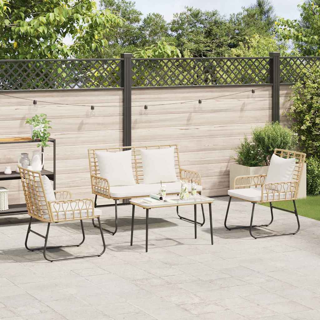 Garden Dining Set 3 pcs Brown and Cream Poly rattan, steel
