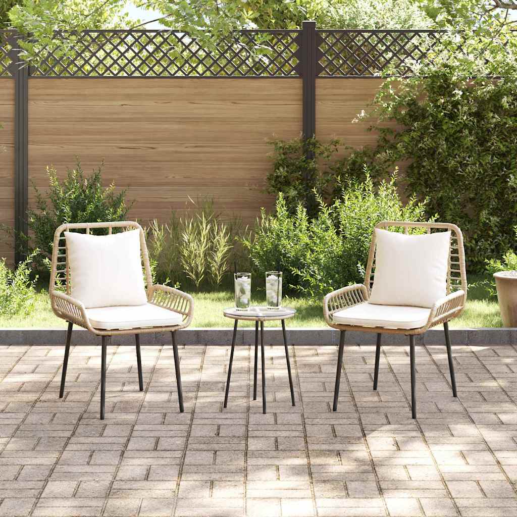 Garden Dining Set 3 pcs Brown and Black and Cream