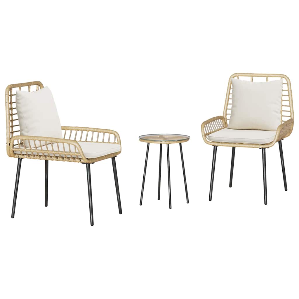 Garden Dining Set 3 pcs Brown and Black and Cream