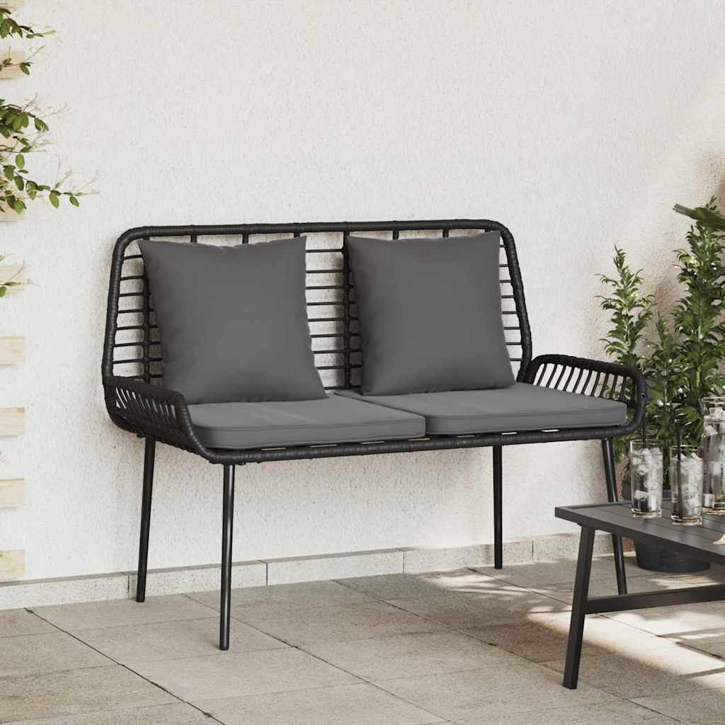 Garden Bench Black and Anthracite Poly rattan and steel