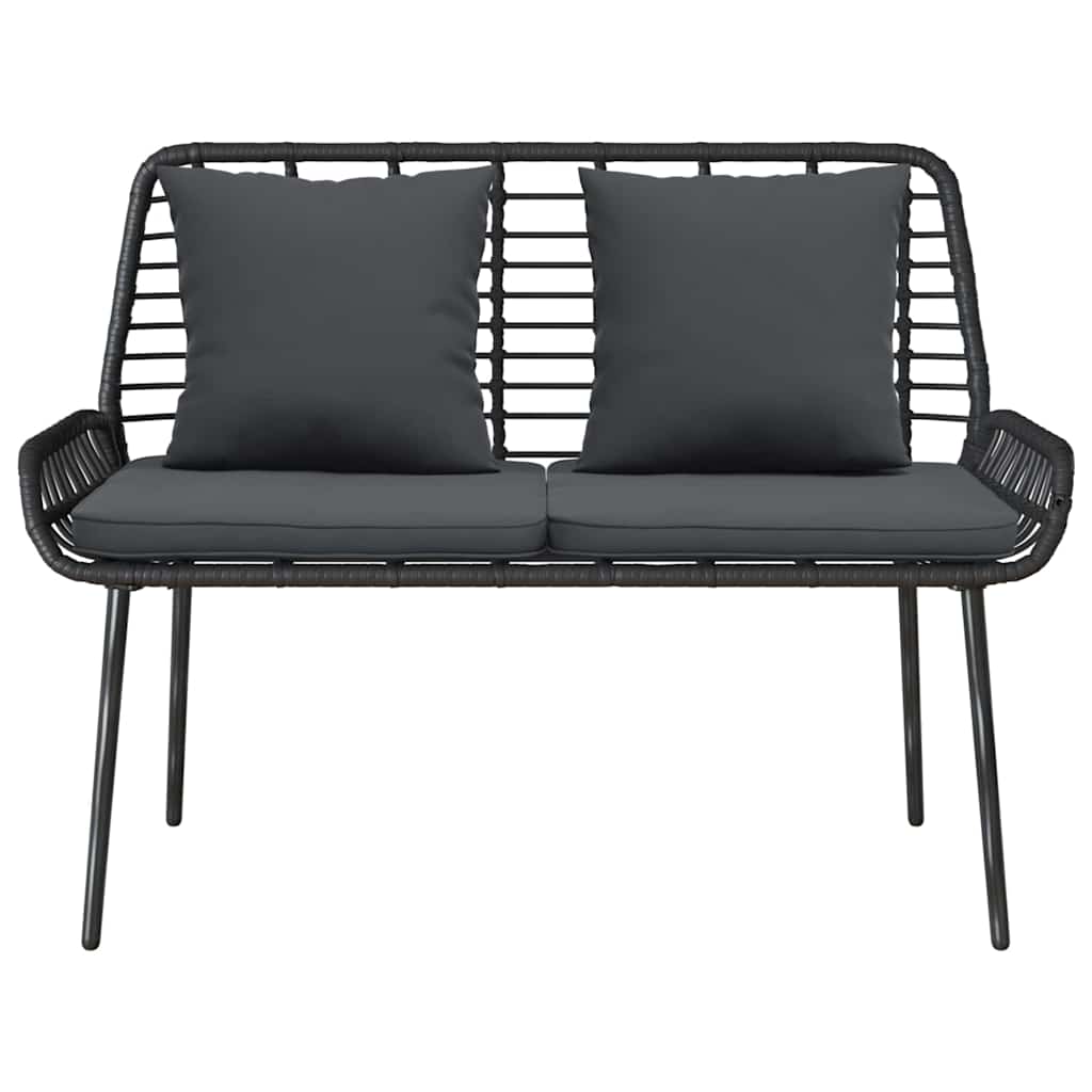 Garden Bench Black and Anthracite Poly rattan and steel