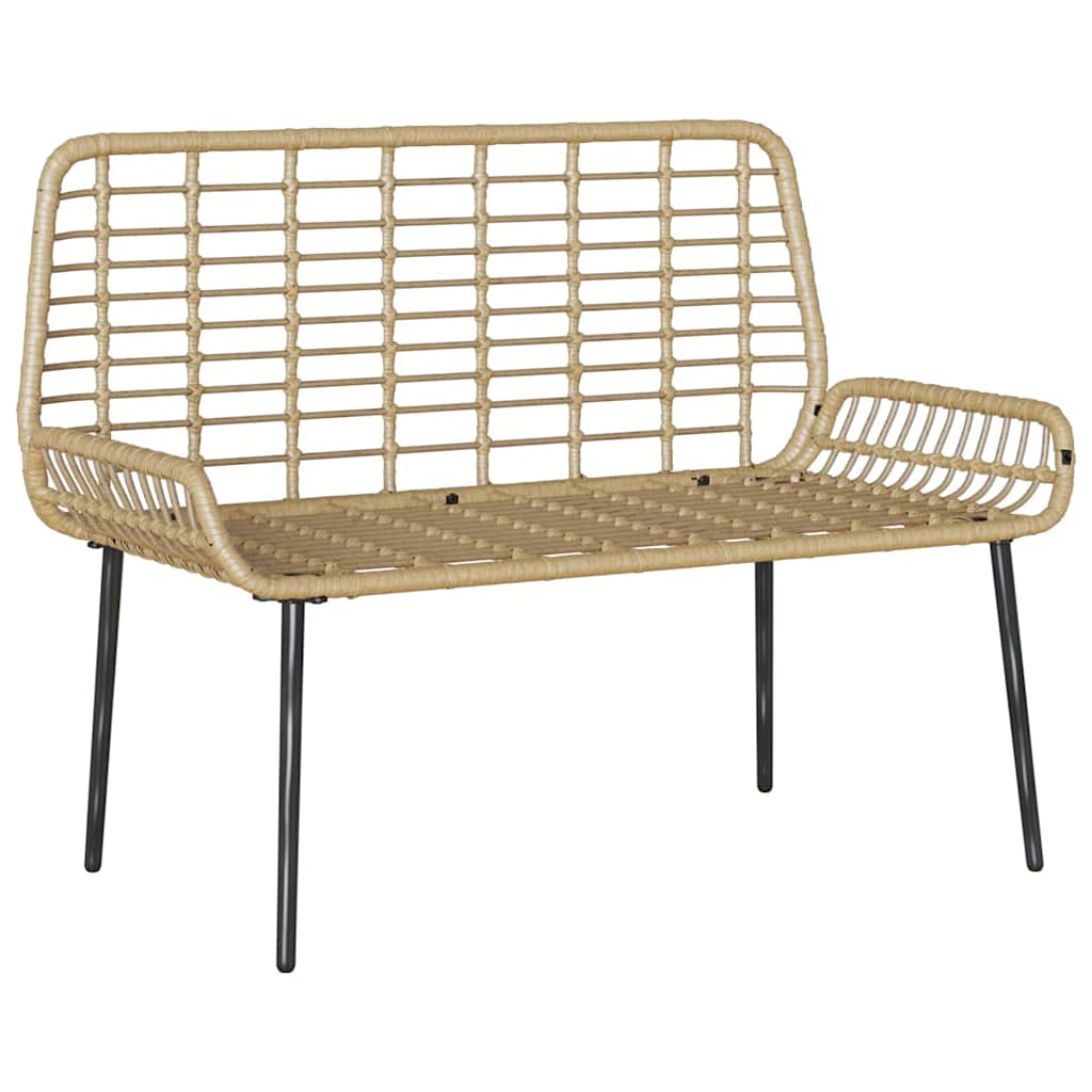 Garden Bench Brown and Black and Cream Poly rattan and steel