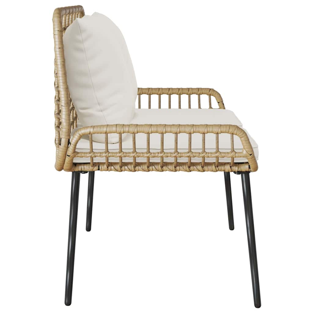 Garden Bench Brown and Black and Cream Poly rattan and steel