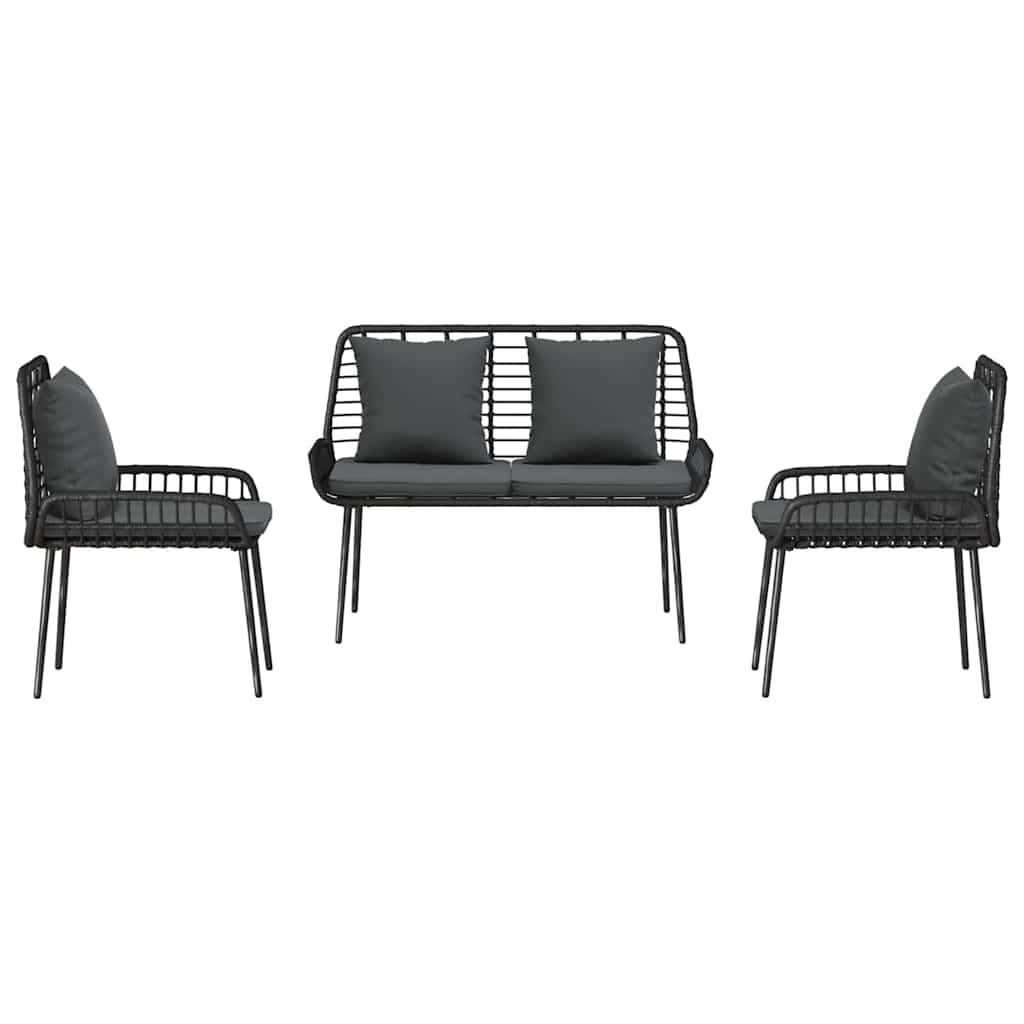 Garden Dining Set 3 pcs Black and Anthracite