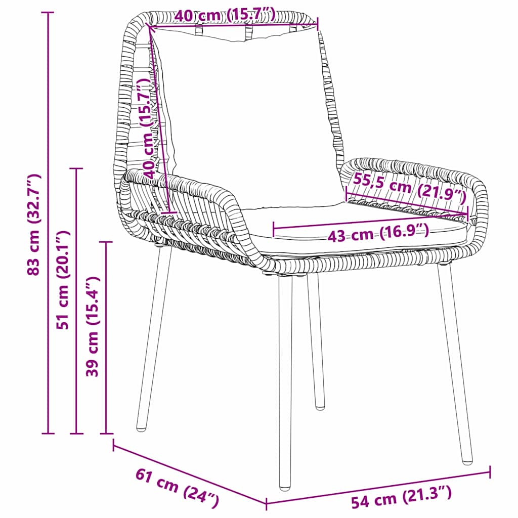 Garden Dining Set 3 pcs Black and Anthracite
