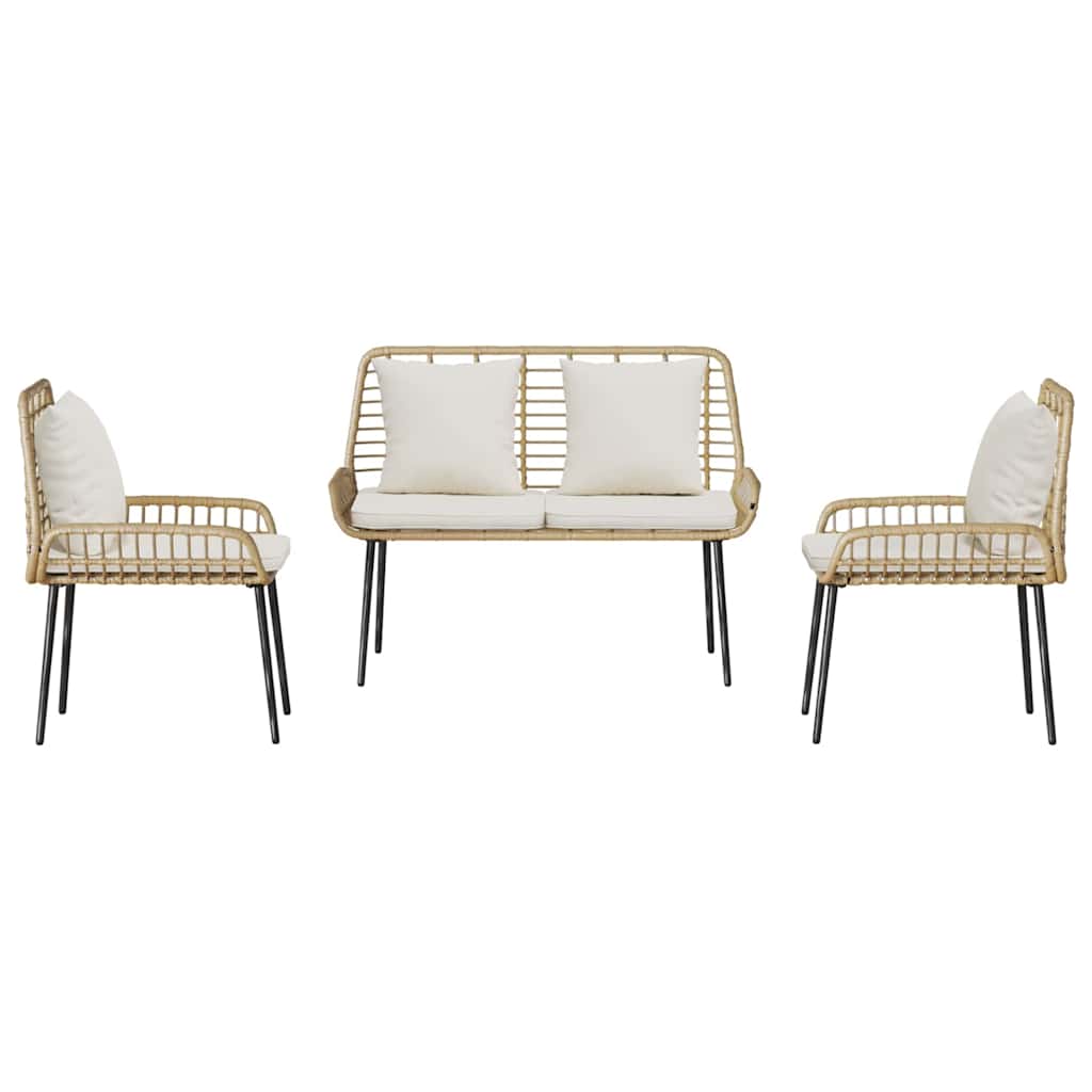 Garden Dining Set 3 pcs Brown and Black and Cream