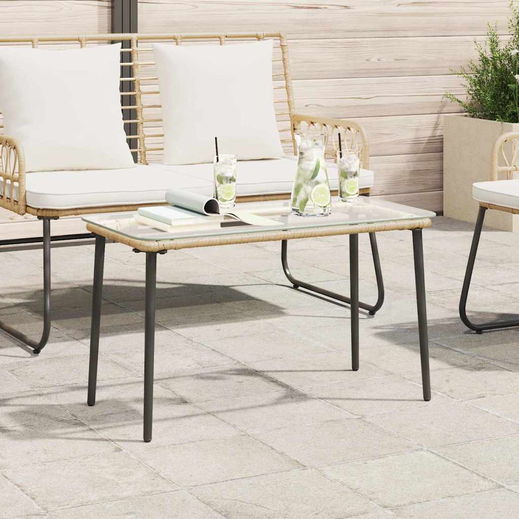 Garden Table Natural 80 x 40 x 45.5 cm Poly rattan