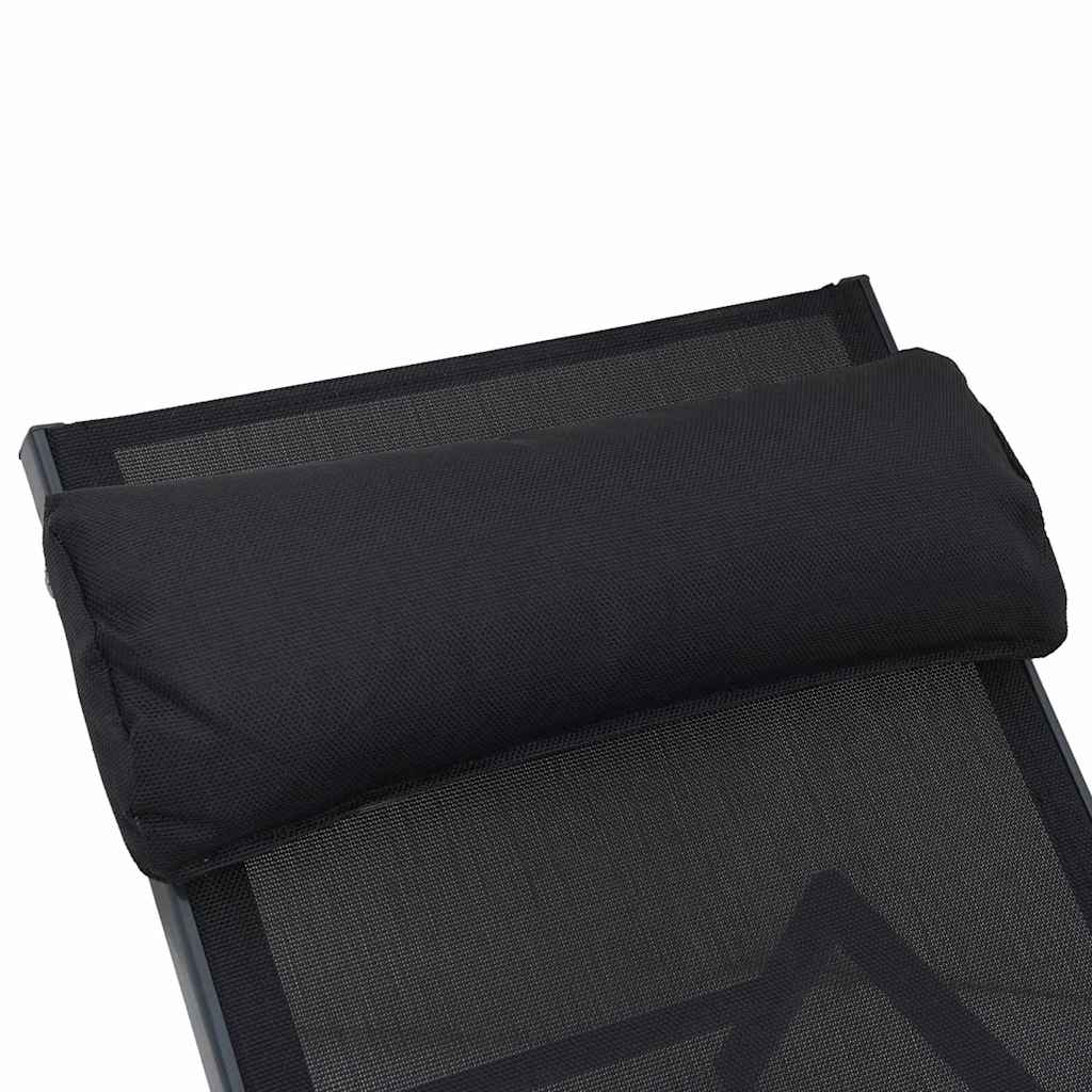 Sunloungers with table 2-person 3 pcs Black and anthracite