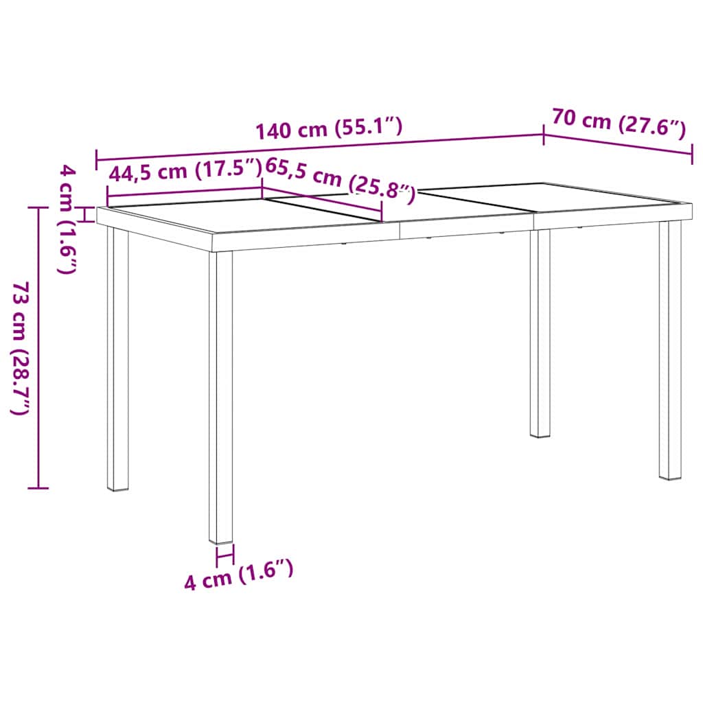 Garden Table Black 140 x 80 x 73 cm Solid Teak wood