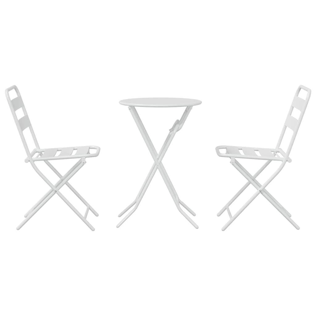 Bistro Set Folding 3 pcs White Steel