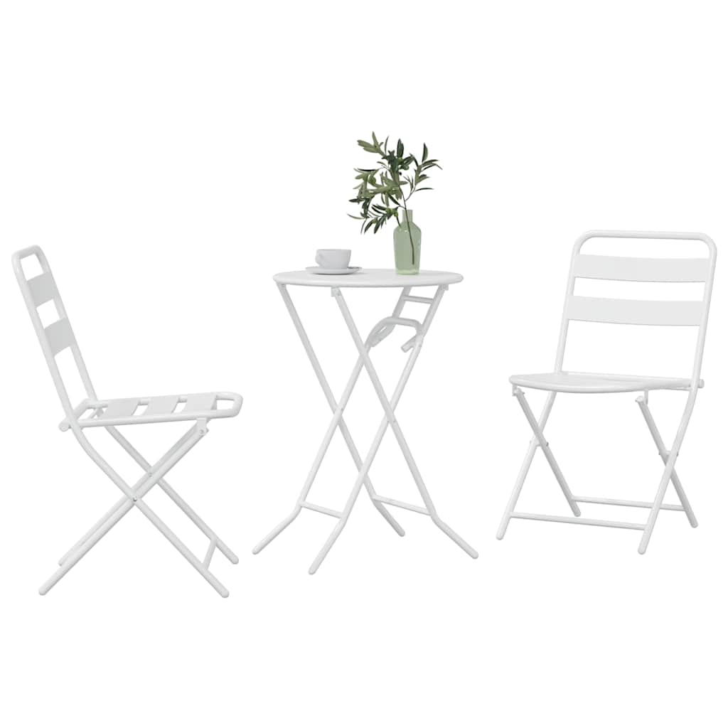Bistro Set Folding 3 pcs White Steel