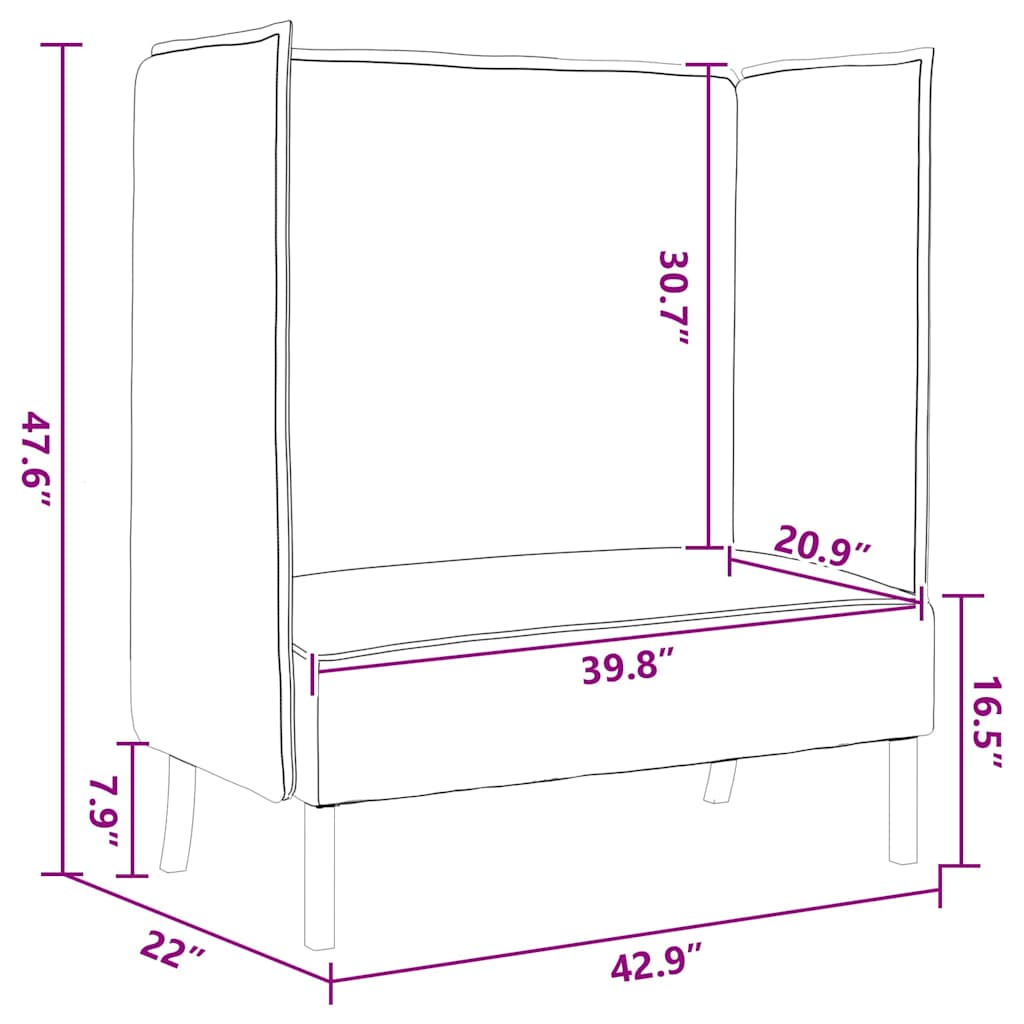 Highback Sofa Dark grey 109 x 56 x 121 cm Fabric