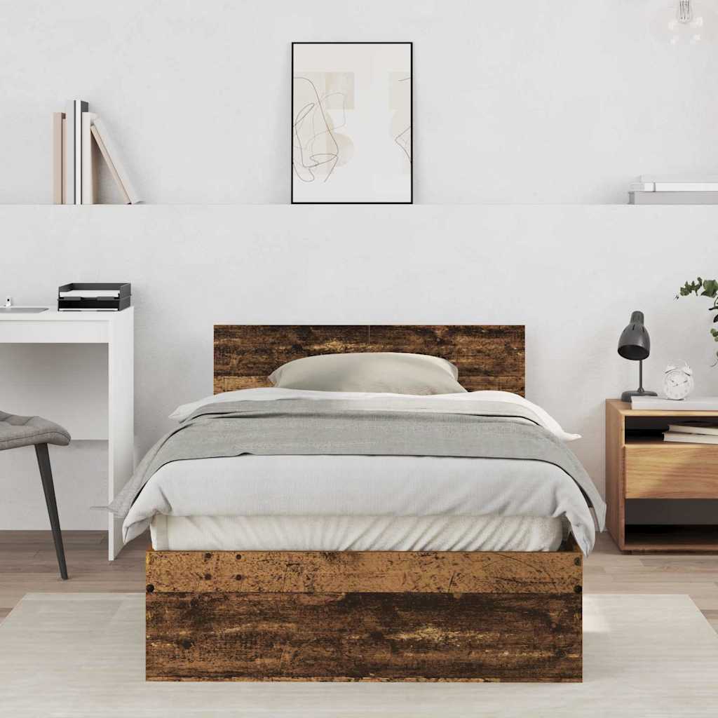 Bed Frame with Headboard Old Wood 100 x 200 cm Engineered wood