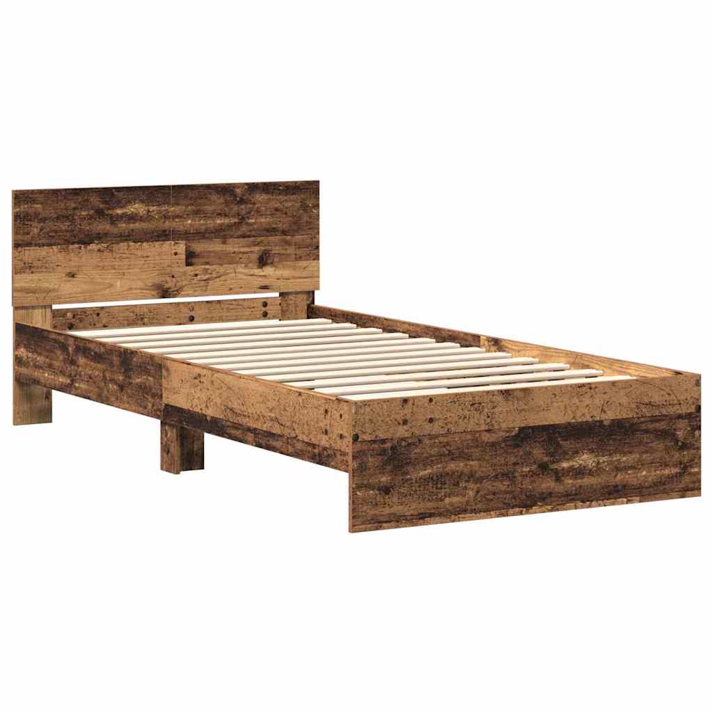 Bed Frame with Headboard Old Wood 100 x 200 cm Engineered wood