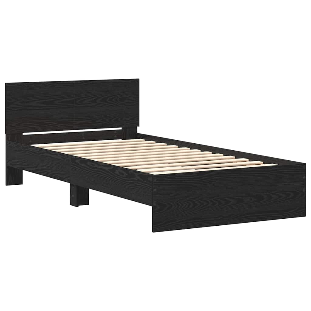 Bed Frame with Headboard Black Oak 100 x 200 cm Engineered wood