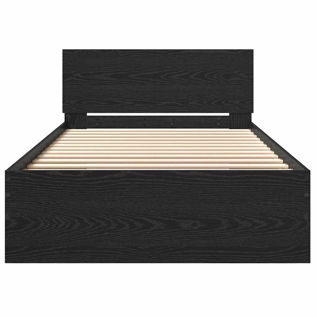 Bed Frame with Headboard Black Oak 100 x 200 cm Engineered wood