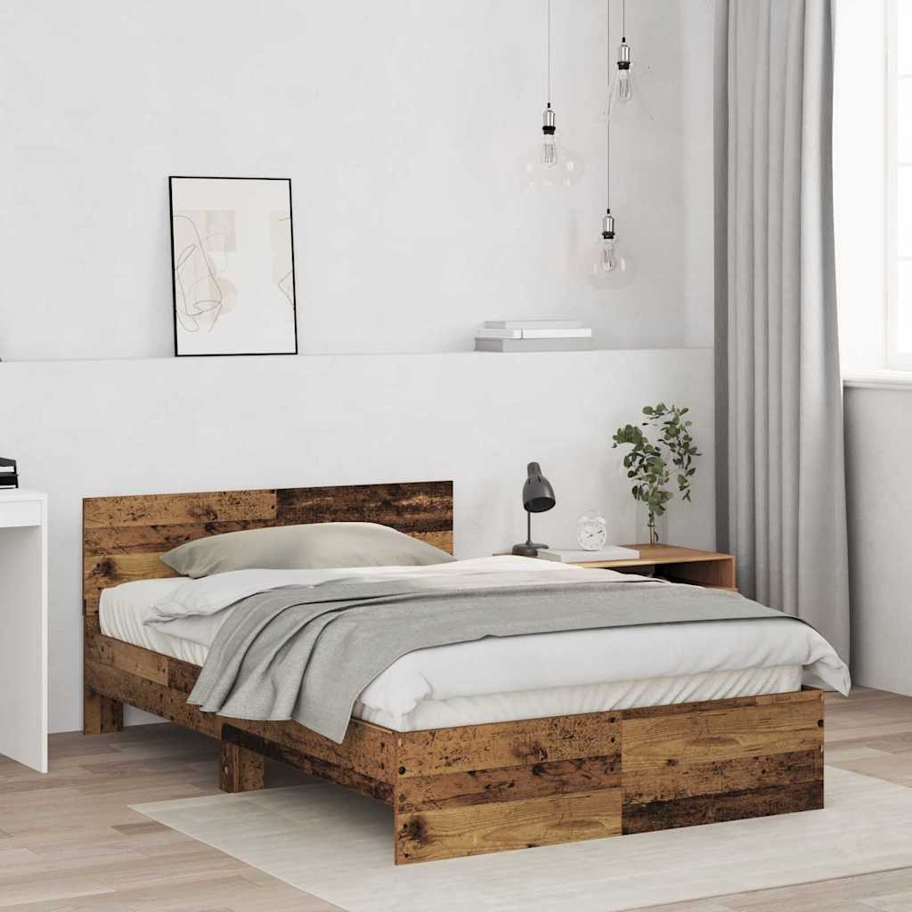 Bed Frame with Headboard Old Wood 120 x 190 cm Engineered wood
