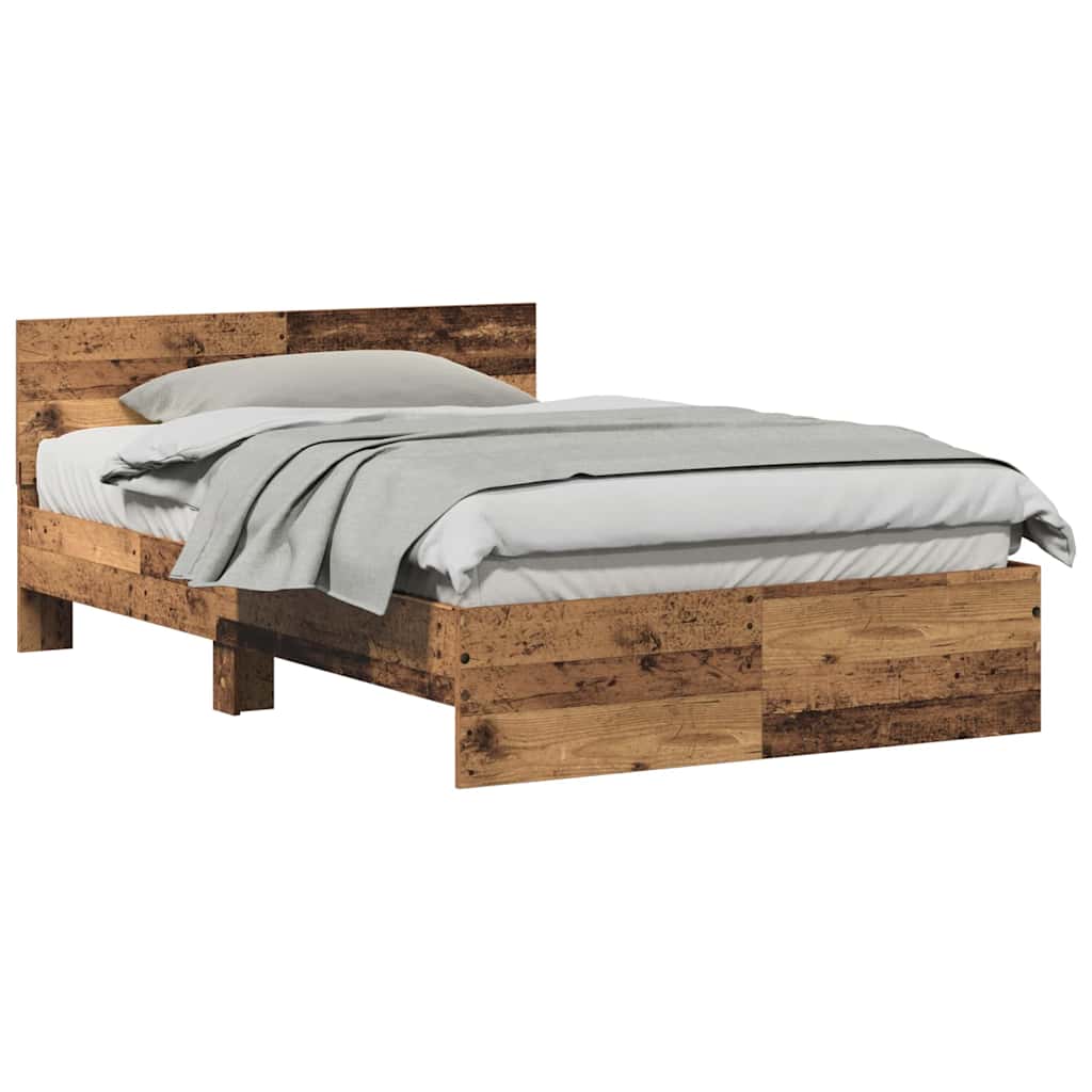Bed Frame with Headboard Old Wood 120 x 190 cm Engineered wood