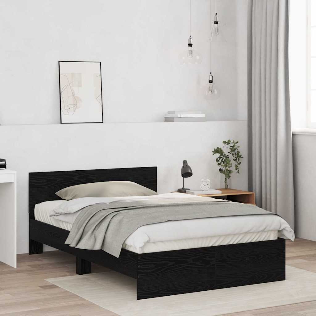 Bed Frame with Headboard Black Oak 120 x 190 cm Engineered wood