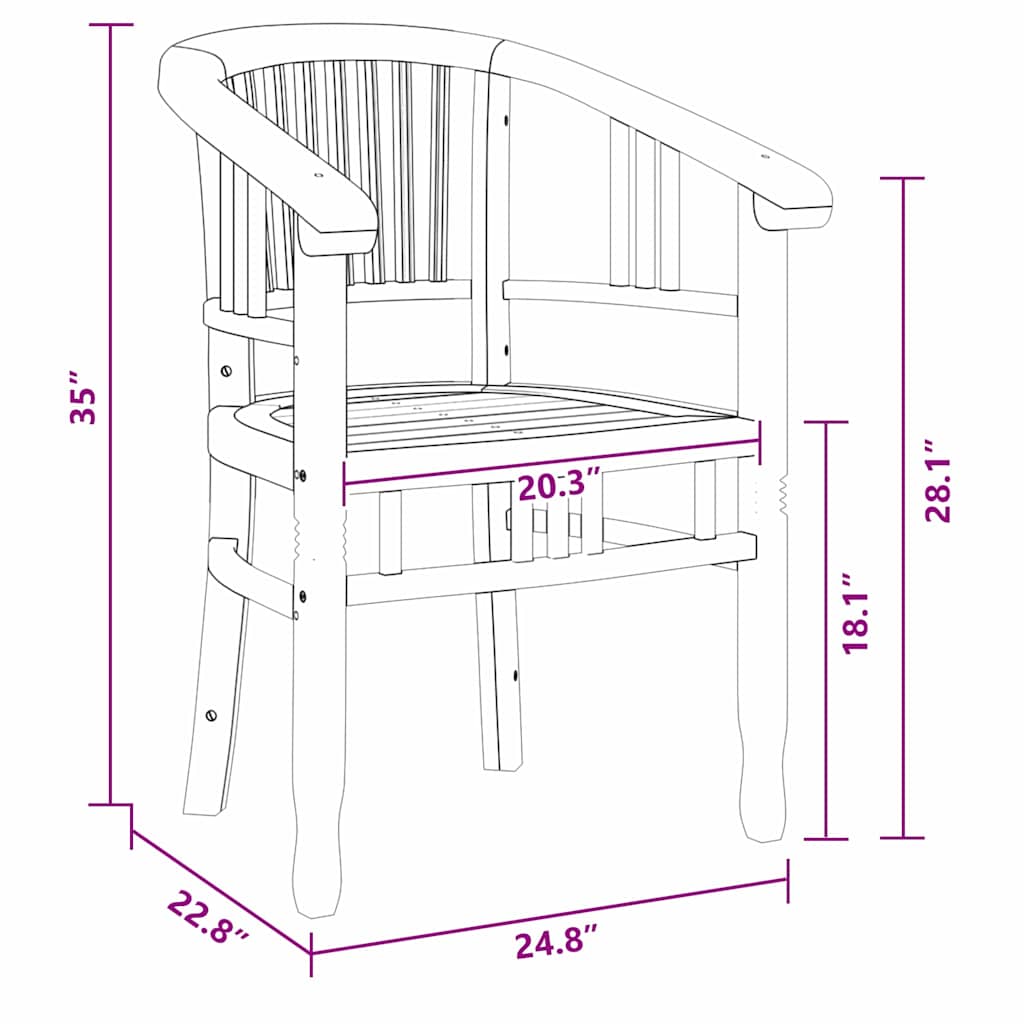Garden Chairs 2 pcs Brown 63 x 58 x 89 cm Solid teak wood