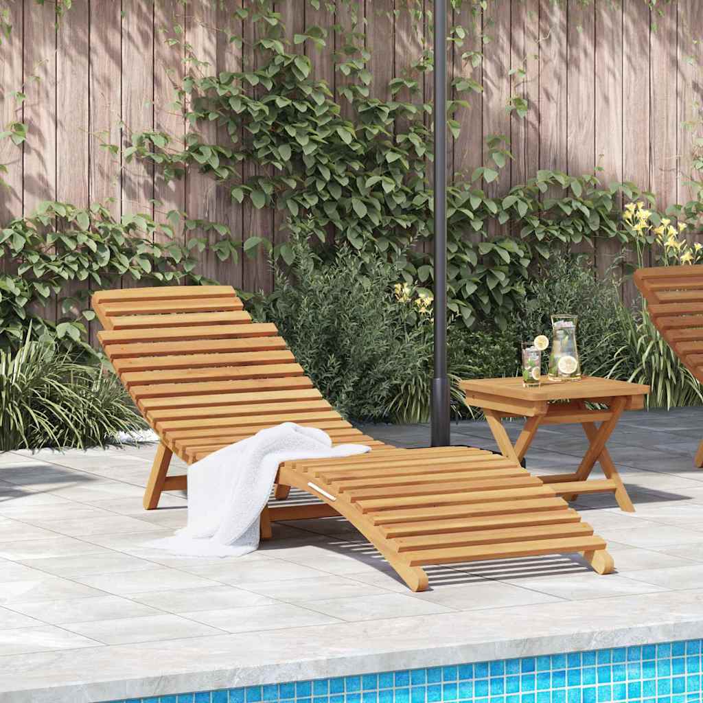Sun Lounger Folding Brown 184 x 55 x 59 cm Solid Teak Wood