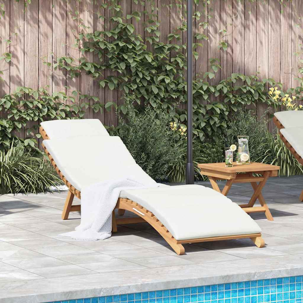 Sun Lounger Cream white 188 x 55 x 59 cm Solid teak wood
