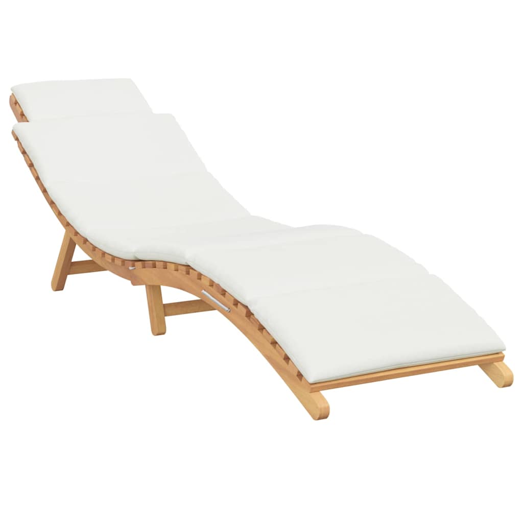 Sun Lounger Cream white 188 x 55 x 59 cm Solid teak wood