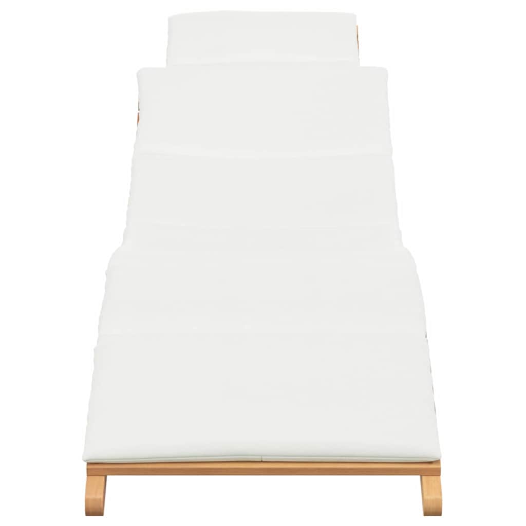 Sun Lounger Cream white 188 x 55 x 59 cm Solid teak wood