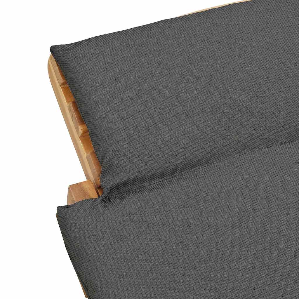 Sun Lounger Dark grey 188 x 55 x 59 cm Solid teak wood