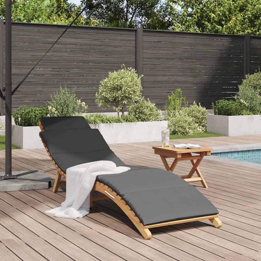 Sun Lounger Dark grey 188 x 55 x 59 cm Solid teak wood