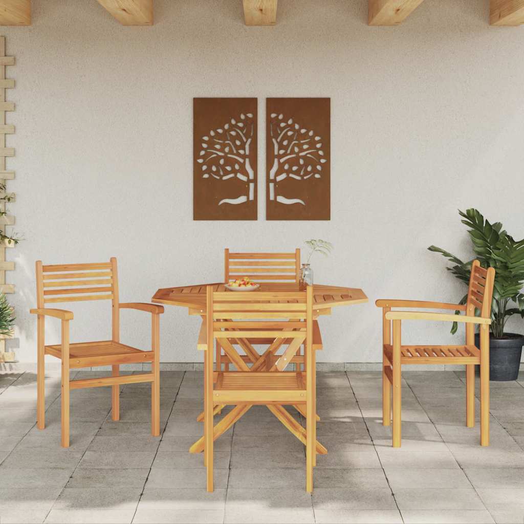 Garden Stacking Chairs 4 pcs Brown 55.5 x 55.5 x 90 cm