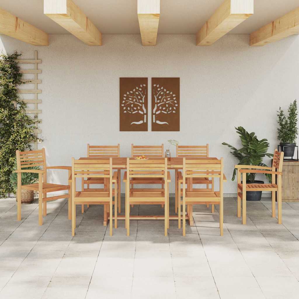 Garden Stacking Chairs 8 pcs Brown 55.5 x 55.5 x 90 cm