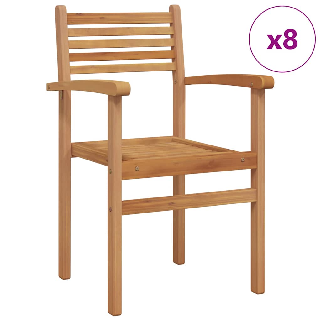 Garden Stacking Chairs 8 pcs Brown 55.5 x 55.5 x 90 cm